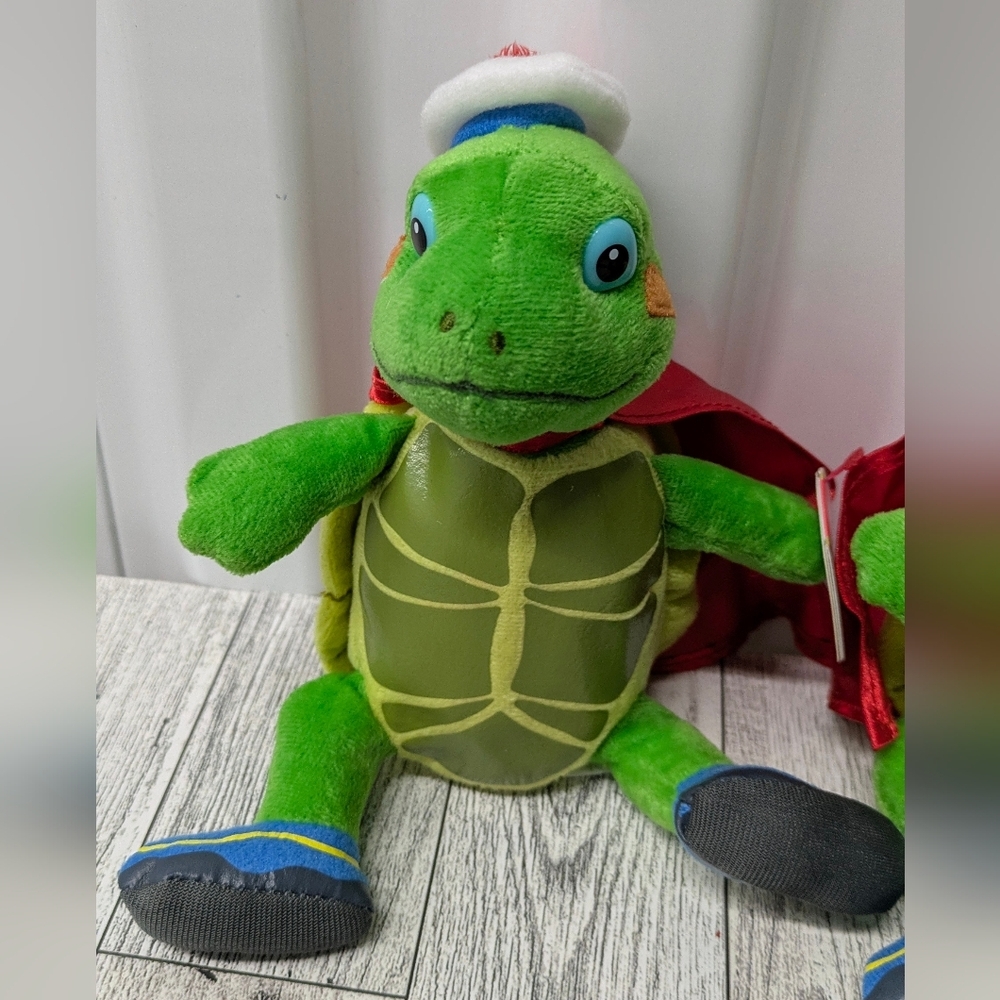 Ty Green Turtle Plush with Red Cape Set Of 4 - Picture 2 of 5
